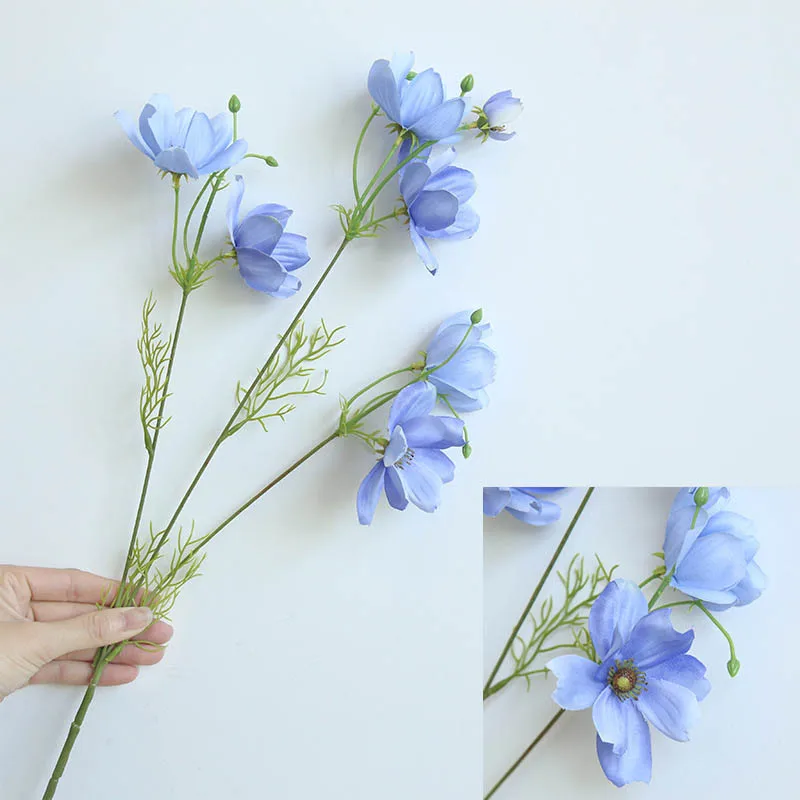 blue Красивые 1 шт. Космос Искусственные Свадебные цветы Моделирование ромашки цветы искусственные листья цветы домашний декор сада фестиваль Декор - Цвет: blue