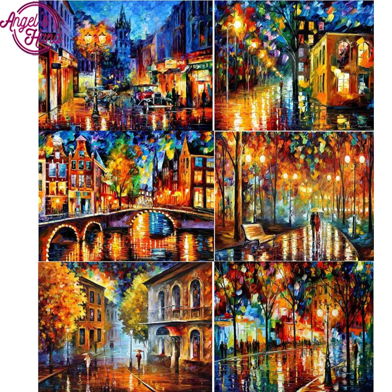 

Full Square Oil Painting Series Diamond Mosaic Embroidery Needle Craft Wall Decor DIY 5D Diamond Painting Street Scenery