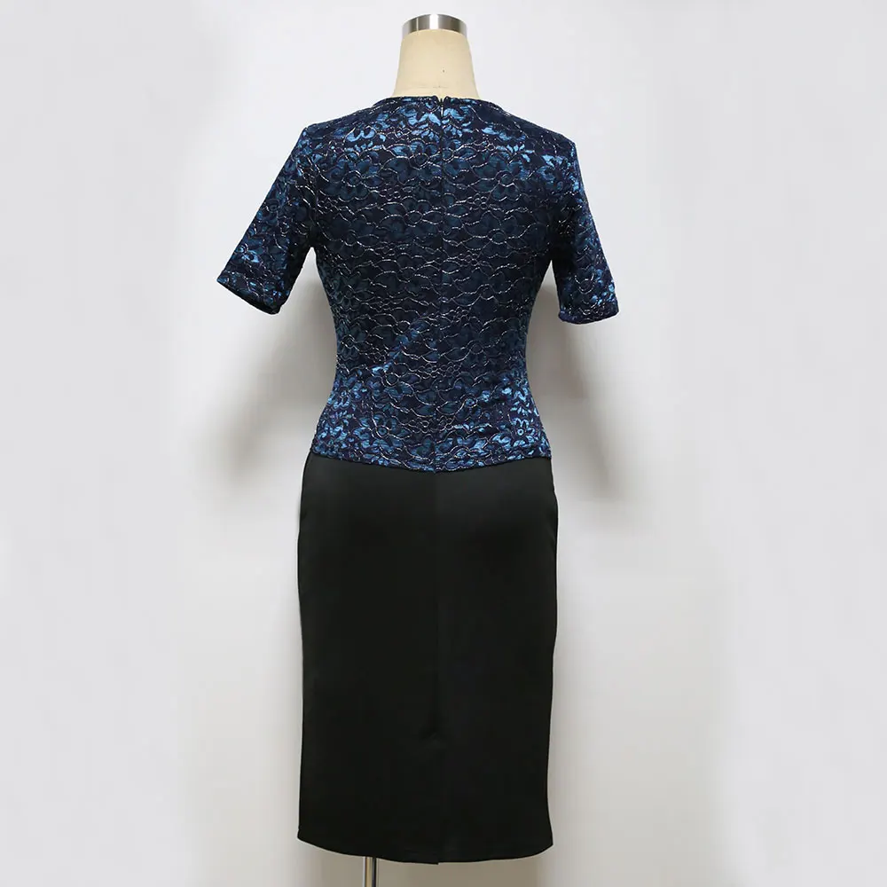 

Summer Hot Elegant Women dress Round neck Short sleeve Lace dress Office Knee Party Bodycon dress Women's casual dress A1647