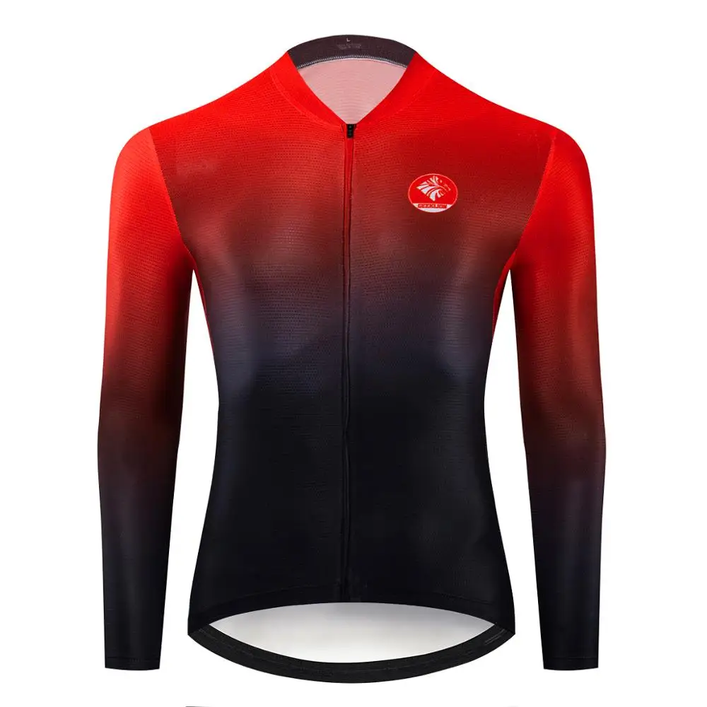 Geeklion 2019 Новый выцветающий красный длинный рукав Джерси для велоспорта MTB Team Pro Fit