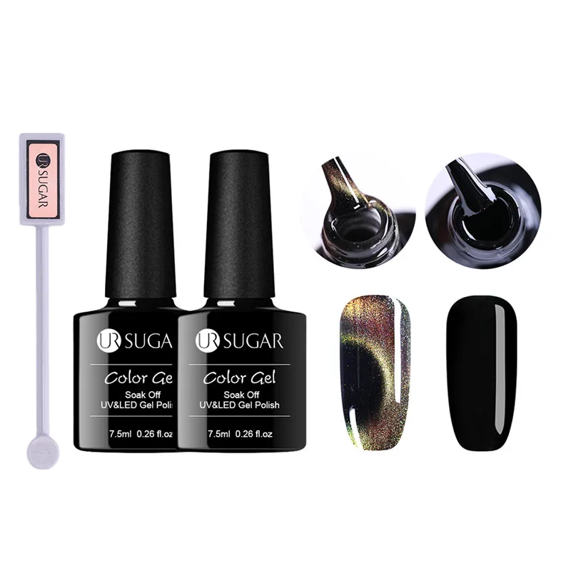 3pcs set10 Ur Sugar голографический 3D Гель-лак для ногтей с кошачьими глазами 7,5 мл Магнитный лазерный блеск впитывающий УФ-гель лак для маникюра - Цвет: 3pcs set10