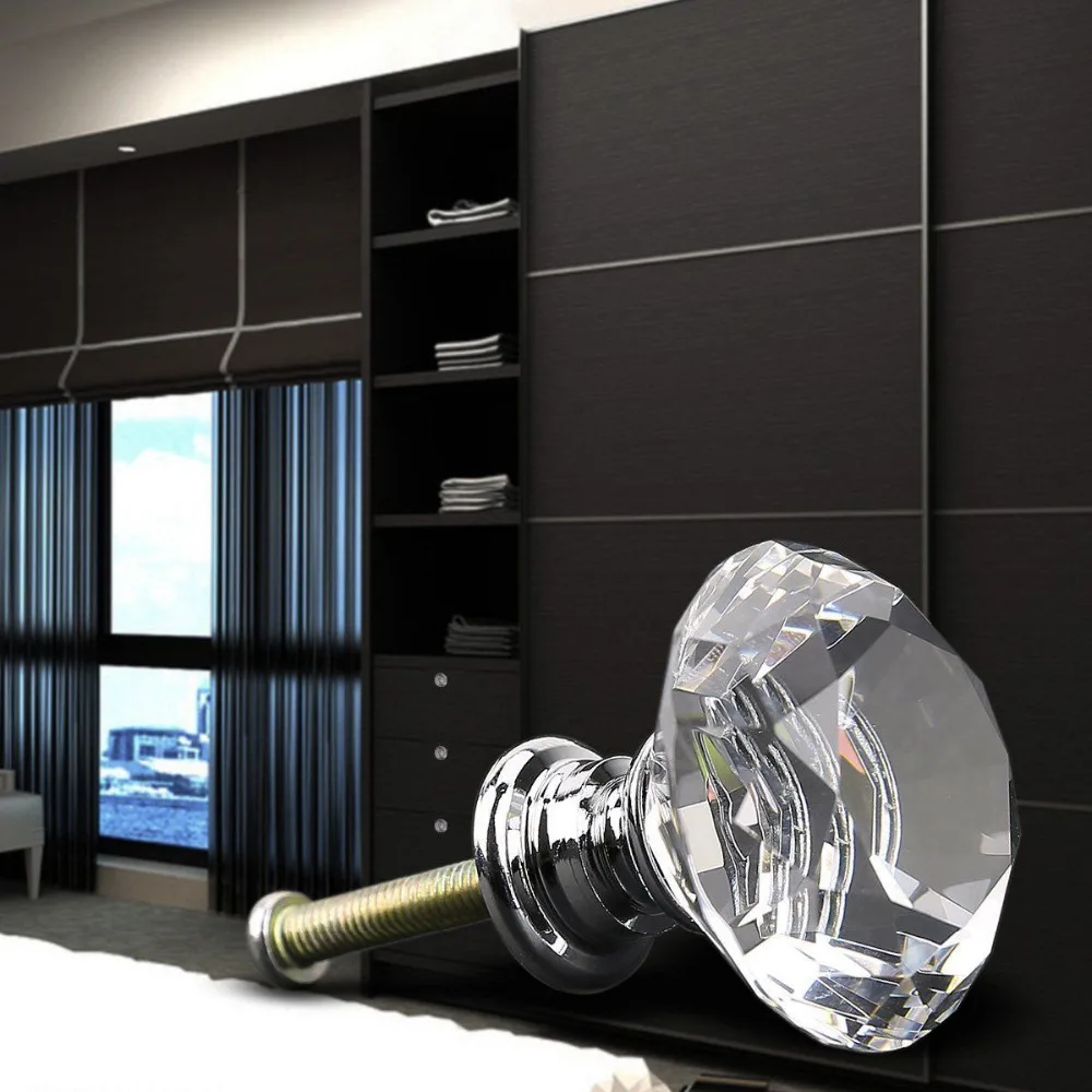 Высокое качество 16 шт/30 мм прозрачное Хрустальное стекло кухонный шкаф ручки и