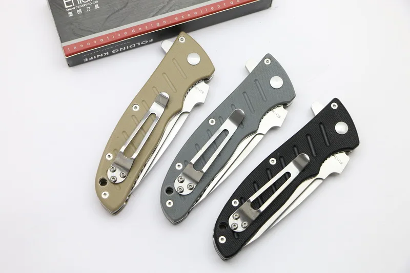 

Enlan EL-01A Half tooth Folding Knife 8Cr13Mov Blade G10 Handle Gift knife outdoor hunting camping pocket fruit knives EDC ToolS