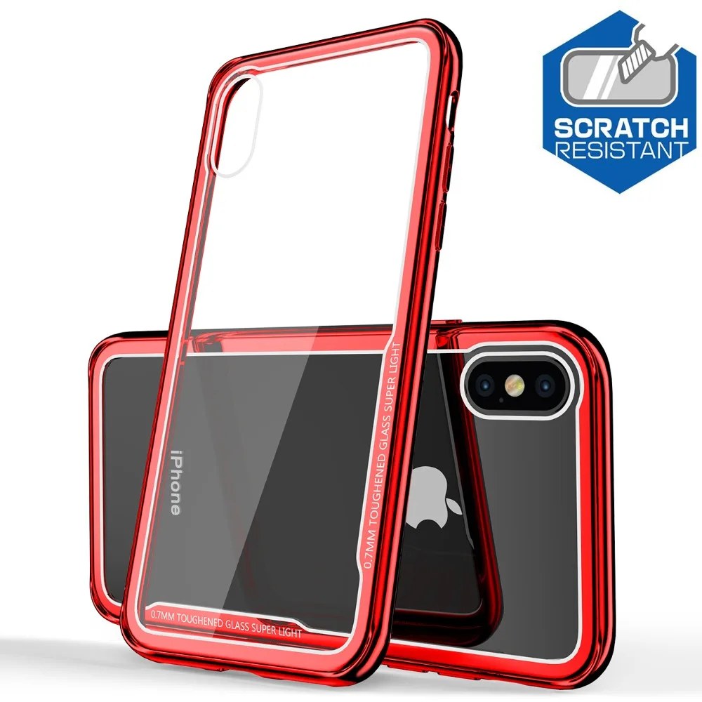 Чехол из закаленного стекла для iPhone X, XR, XS, Max, чехол, Роскошная золотая рамка, защита от царапин, противоударный чехол для iPhone 8, 7, 6, 6s Plus, 11 Pro