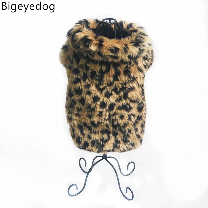 Bigeyedog сексуальное леопардовое пальто для собак зимняя одежда куртка с капюшоном