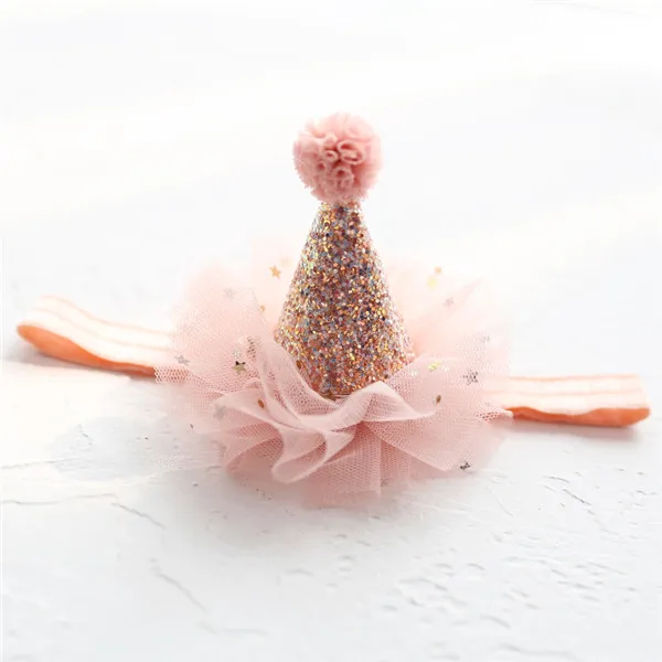 pinkish-orange 10 шт./лот металлизированными блестками конус Hat Заколки для волос День рождения шляпа оголовье с пом мяч подарок для девочек головной убор заколка для волос - Цвет: pinkish-orange