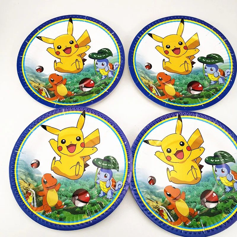 10pcs 7inch Cartoon Pokemon go Paper Plate Printing Round Plates Pikachu Theme Party Kids Girl Boy Birthday Event Supplies | Дом и сад