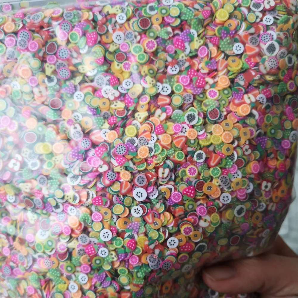 1 кг 100000 шт слайм DIY аксессуары игрушки Мини клубника фруктовые ломтики пушистые прозрачные поставки слаймов Подарочная игрушка