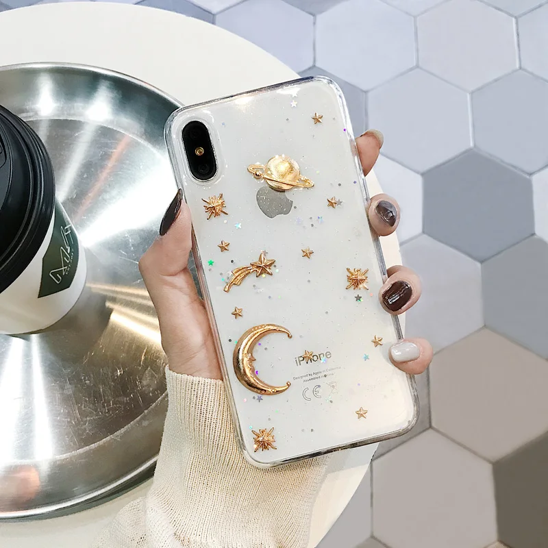 Блестящий чехол со звездным небом для телефона iPhone XS Max чехлы 7 XR X 6 6S 8 Plus мягкий