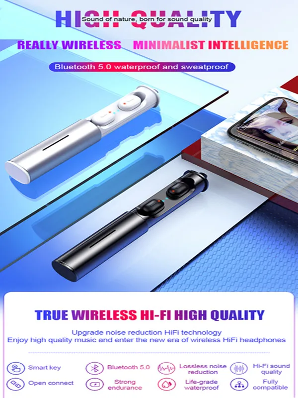 Mini T1 TWS V5.0 Bluetooth Earphone 3D Wireless Stereo Earbuds With Mic Portable HiFi Deep Bass Sound Cordless Dual Headset | Электроника
