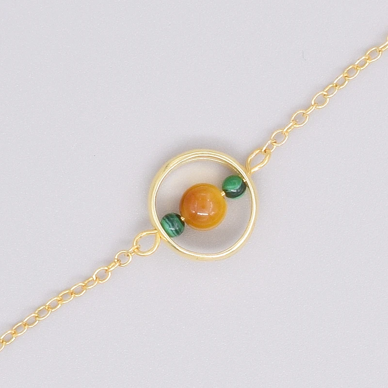 Солнечный Plexus Chakra Stonenatural Tiger's Eye очаровательные браслеты 925 Серебряный