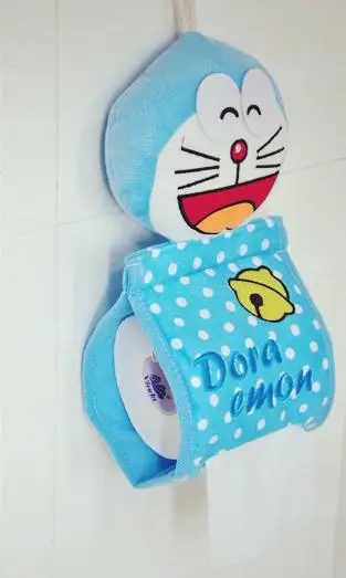 Чехол для унитаза Doraemon из мультфильма мягкого плюша с синим узором в горошек