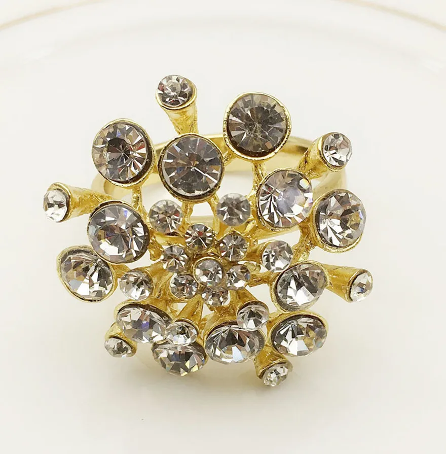 8 шт./лот Золотое кольцо для салфеток с бриллиантами Круглый держатель