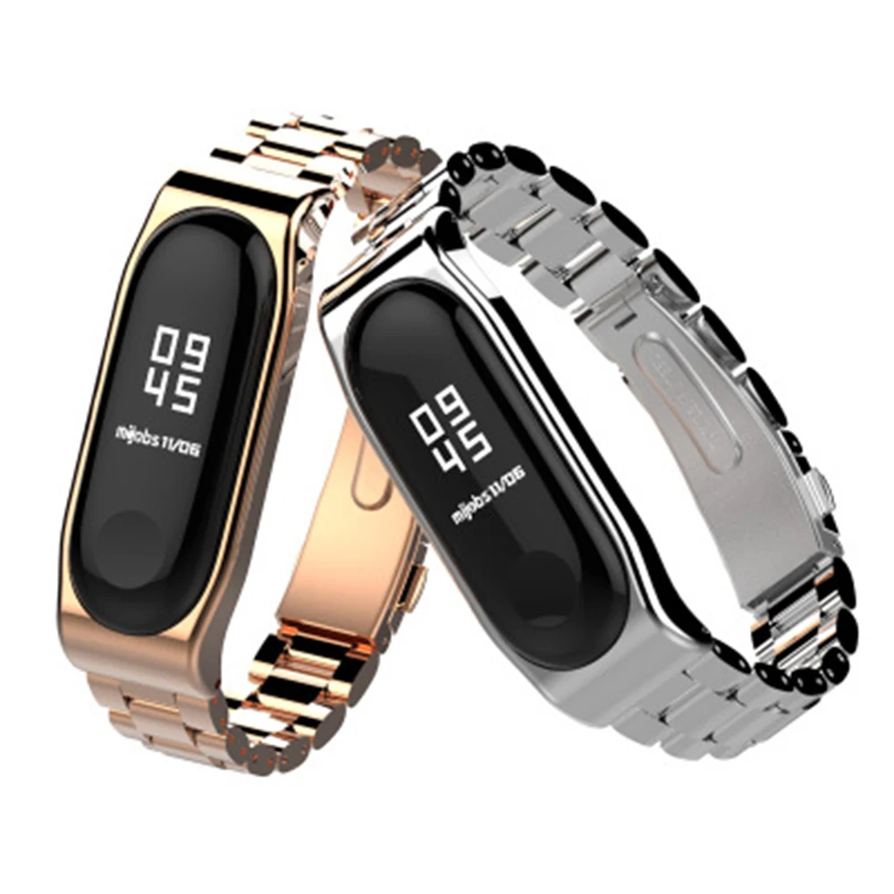 Сменный металлический ремешок из нержавеющей стали для Xiaomi Mi Band 3 браслет умных
