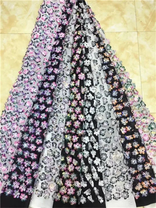 Белая кружевная ткань для свадебного украшения 2019 года высокого качества африканская французская с бисером 3D нигерийские ткани.