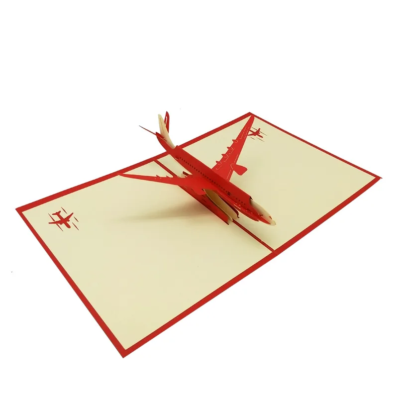 aircraft red 3D всплывающие Пригласительные открытки 3D бумажные мировые аттракционы поздравительные открытки на день рождения 3D туристическая открытка сохранить дату Подарочная открытка для мальчика - Цвет: aircraft red