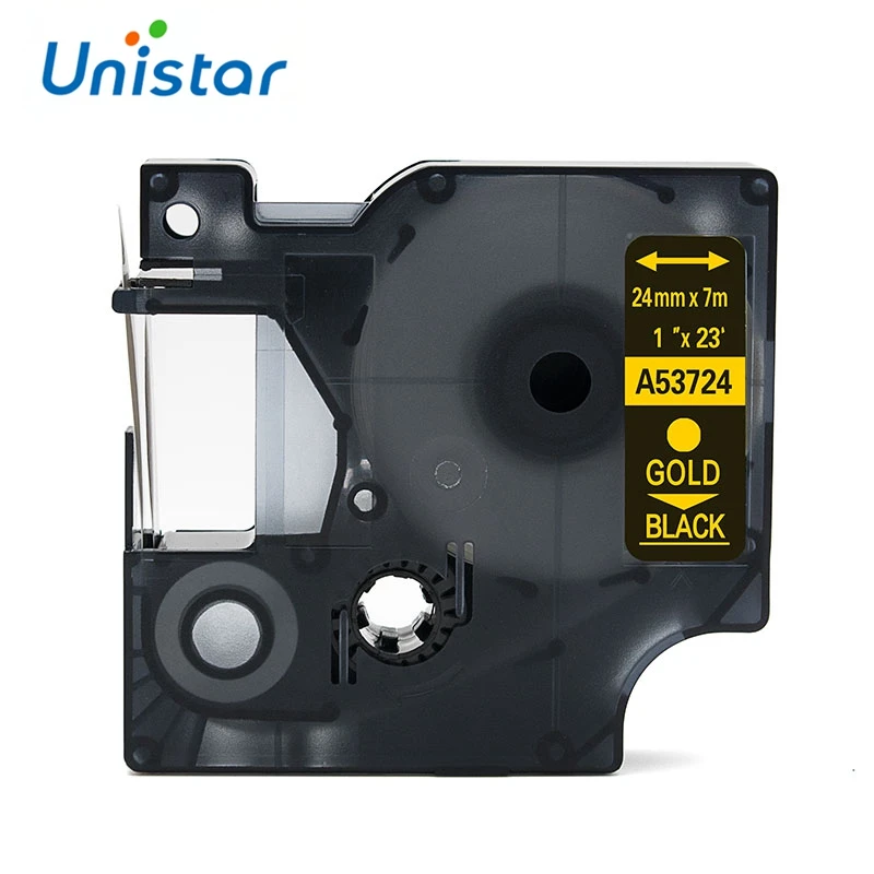 Unistar 53724 совместимый с DYMO D1 этикетки ленты золото на черной кассете этикеток 1 Дюйм