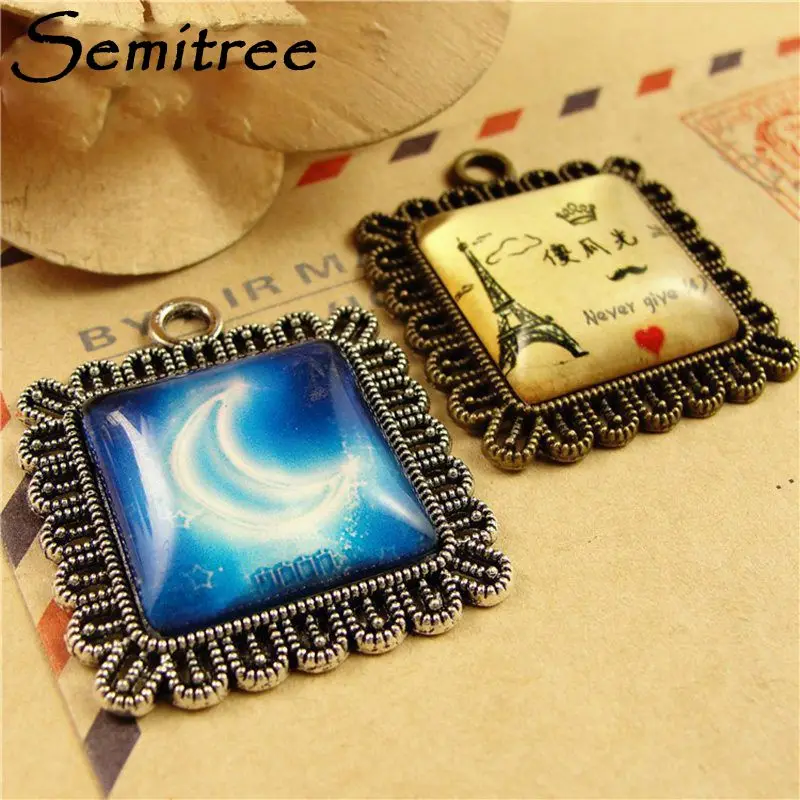 Винтажный квадратный кабошон основа камеи пустая Очаровательная подвеска для