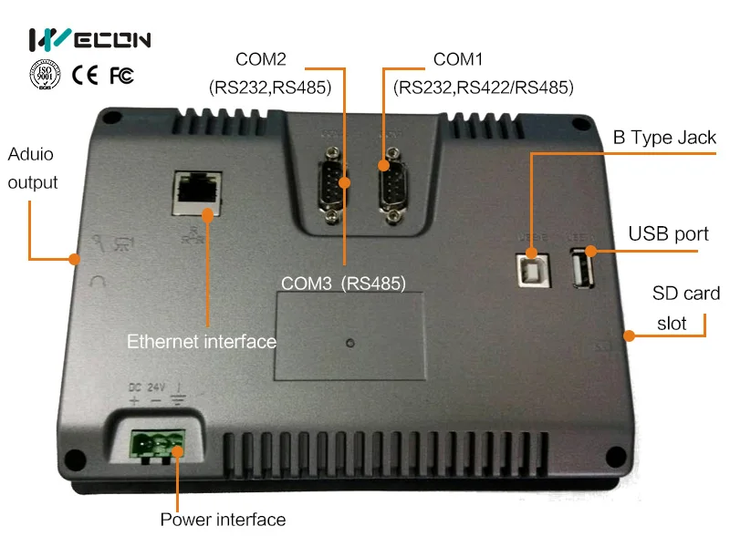 Wecon 7 дюймов pi8070 Улучшенный HMI с RS232 RS422 RS485 интерфейсом|hmi inch|hmi 7hmi rs485 |