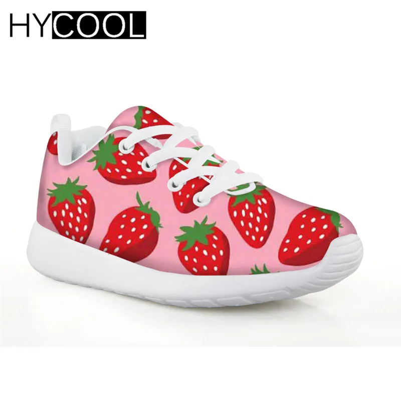 

HYCOOL Sneakers for Girls Children Football Shoes Fruit Strawberry Printed Kids Soccer Shoes Outdoor Sport Running Footwear Girl
