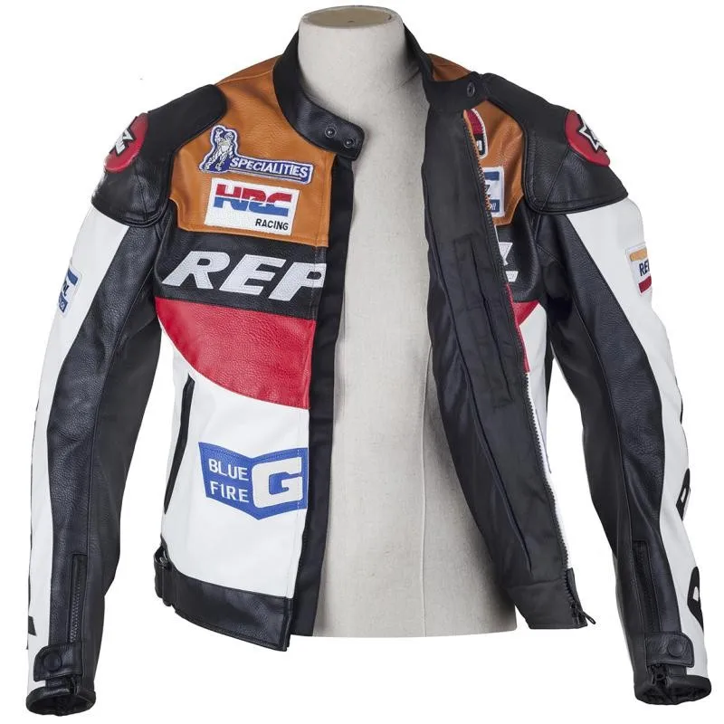 DUHAN DH02 Moto GP rcycle REPSOL Racing кожаная куртка VS02 оранжевого и синего цвета из