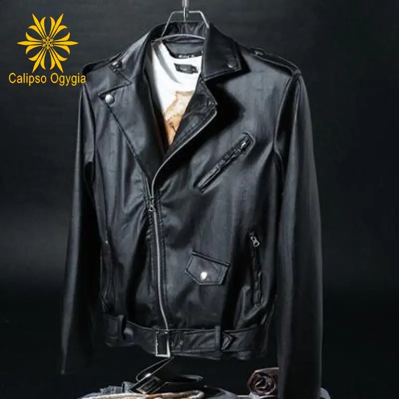 Осенняя куртка мужская кожаная воротник Мужская Кожаная Мотоциклетная