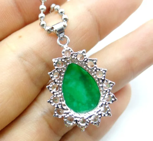 Оптовая продажа подвеска из натурального камня с зелеными каплевидными