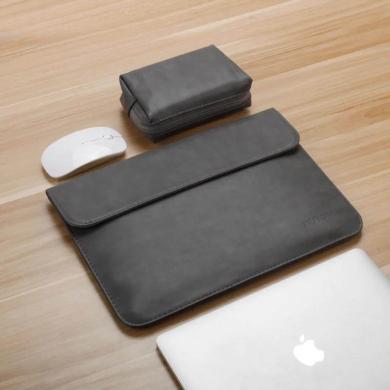 Сумка для ноутбука Macbook 13,3 дюймов huawei Matebook D Xiaomi Surface Pro 6 сумка для ноутбука 12 Pro 13 15 дюймов для женщин и мужчин 14 15,4 - Цвет: PU Dark Gray Set
