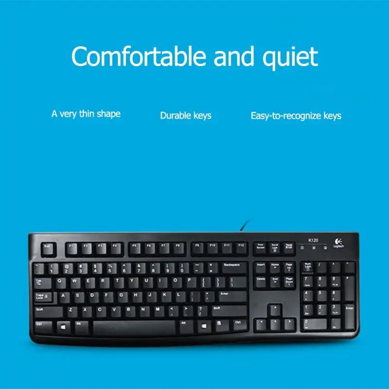 Проводная usb-клавиатура logitech K120 с 104 клавишами, полноразмерная клавиатура для настольного ноутбука