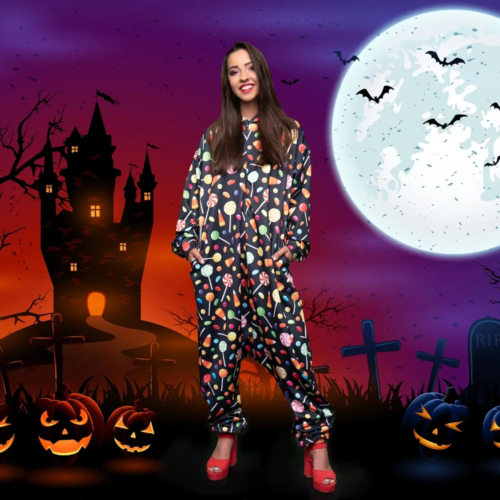 Кто заботится Для женщин Свободные Комбинезоны 3D печати рассматривает черный