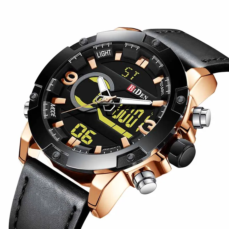 Часы наручные BIDEN Мужские кварцевые роскошные Брендовые спортивные светодиодные