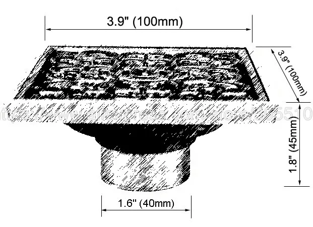 Античная латунная сливная решетка для ванны и душа 10x10 см квадратная невидимая
