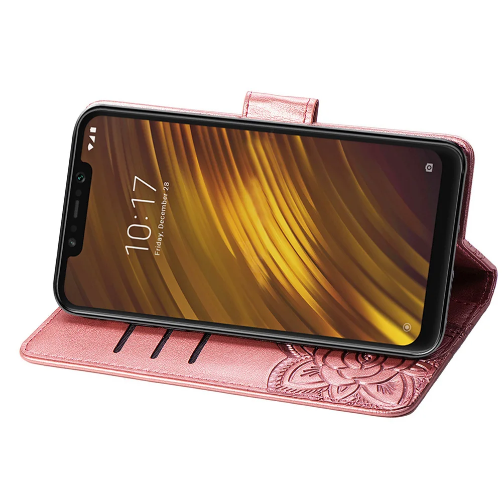 for Xiaomi Mi 8 Lite Case Cover Leather Flip Shockproof Play Pocophone F1 wallet flowers Luxury Protective |
