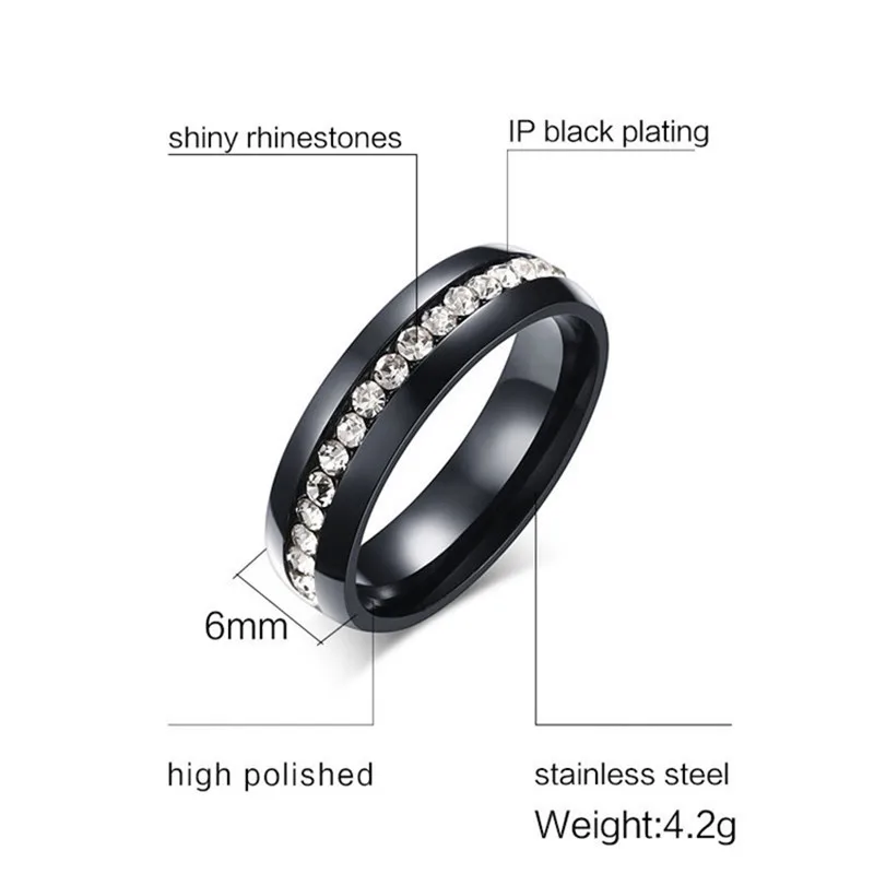 CC кольца из титановой стали суперблестящее однорядное кольцо с бриллиантом и