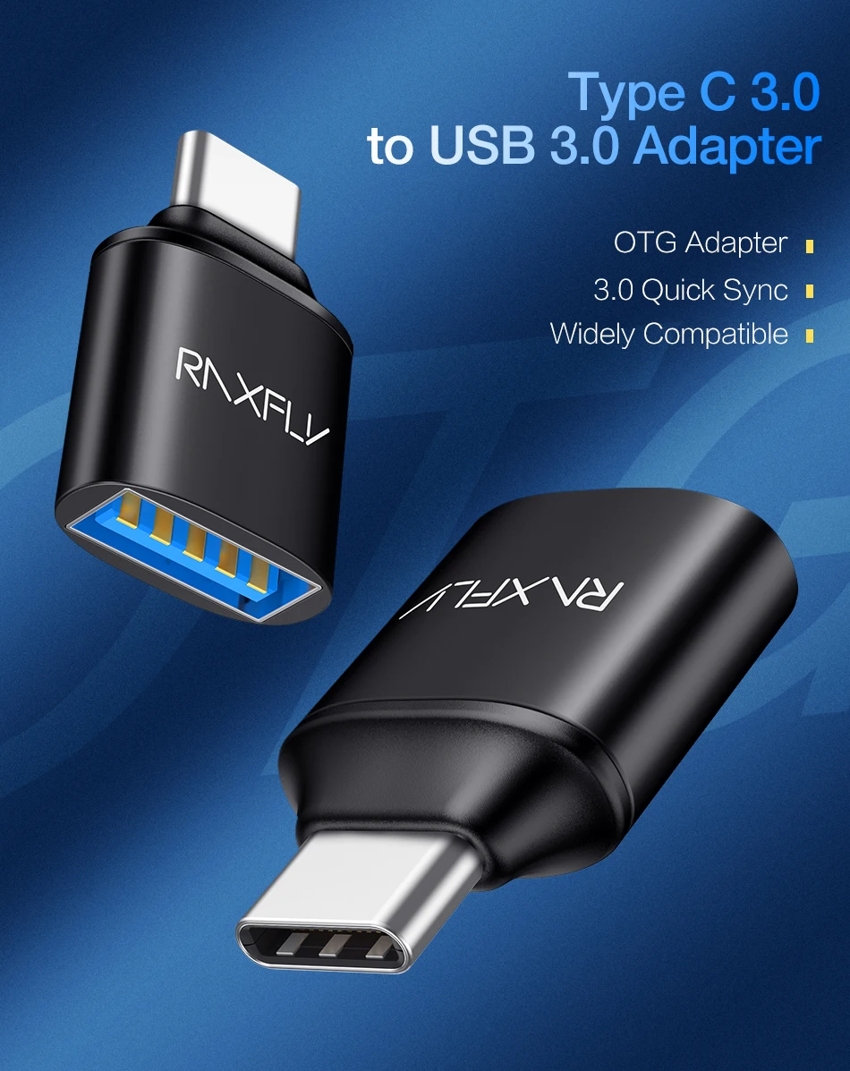 USB raxfly type C адаптер типа OTG-c 3,0 Мужской к USB 3,0 Женский конвертер для One plus 6 5 5T Xiaomi Mi 8 Синхронизация Зарядное устройство USB C OTG
