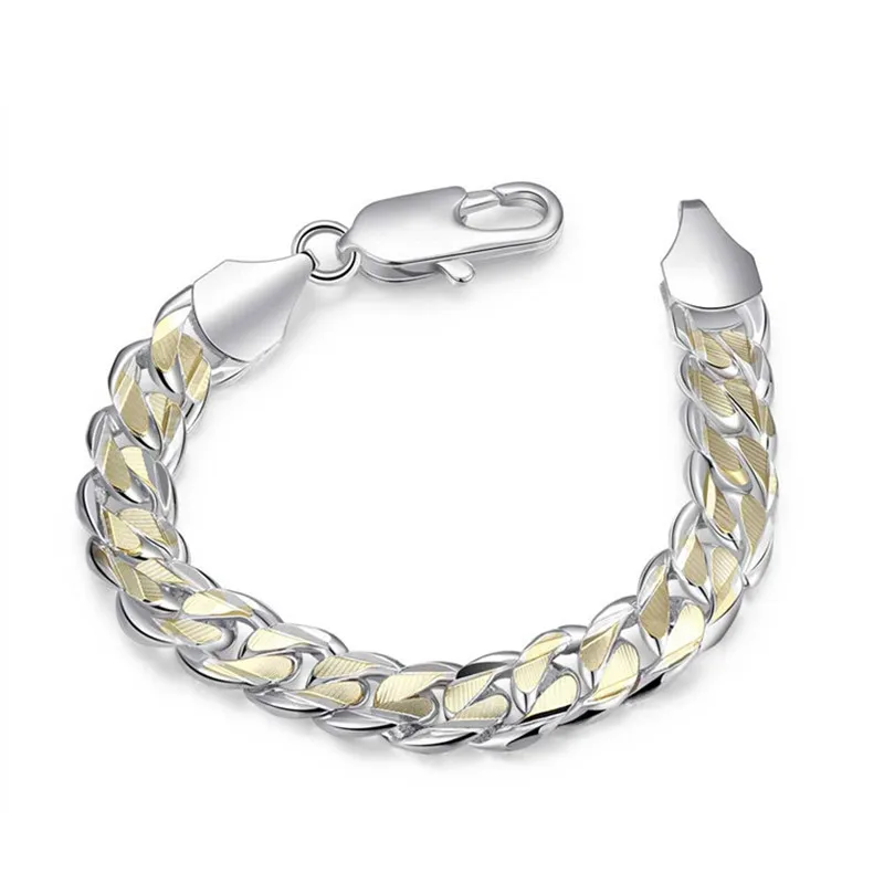 Браслет мужской из серебра 925 пробы 10 мм|bracelets for|chain link braceletbracelet for men |