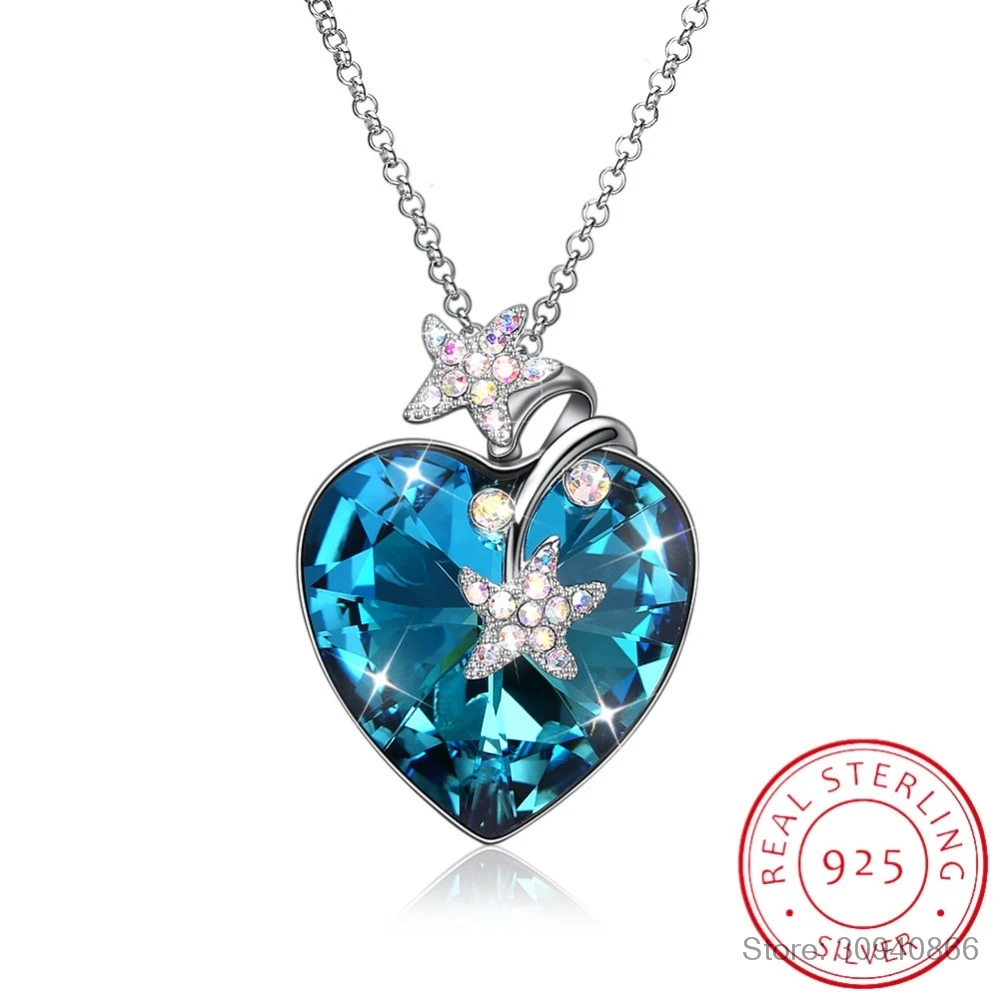 Женское ожерелье с подвеской в виде сердца LEKANI длинное из серебра 925 пробы