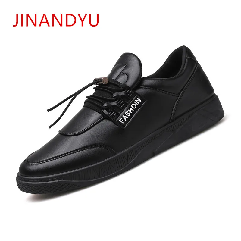 New Mens Casual Shoes Hot Sale Black White Leather Sneakers Men Breathable Hard-Wearing Board |