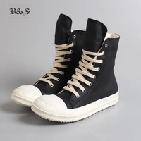 black street 2019 hip hop street casual rock genuine leather wax canvas boots cool classic lace up wax canvas flat shoes