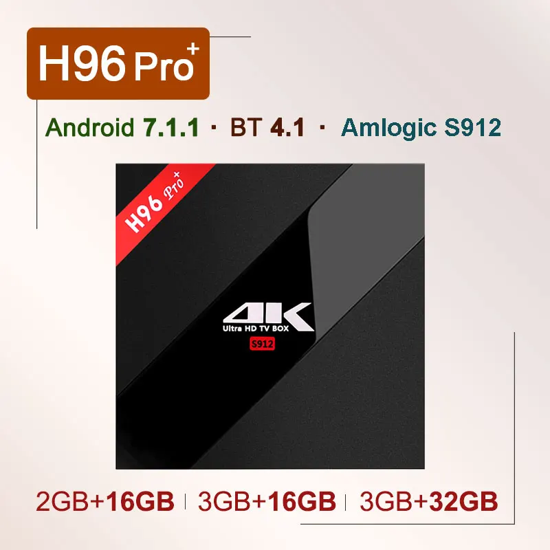 H96 pro plus android 7.1 TV Box 2GB 16GB Amlogic S912 Octa Core 2.4G/5.8G WiFi H.265 4K Smart box Pro+ 3GB | Электроника
