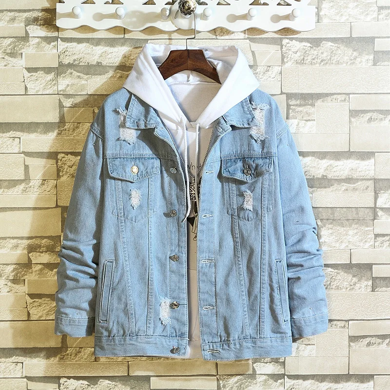 

New 2019 men Jacket jeans for Men jackets men hip hop Man Denim Vintage Jacket Streetwear M-3XL