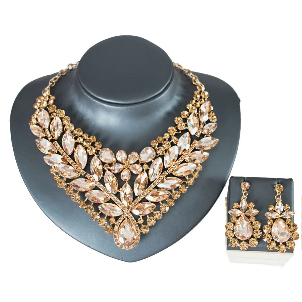 LAN PALACE 2019 new plant glass necklace and earrings jewelry sets for wedding party engagement brithday gift free shipping | Украшения и