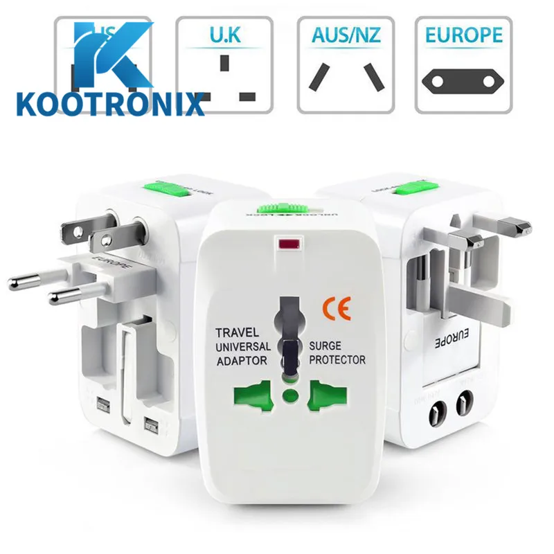 Kootronix США в ЕС Европа и универсальный AC Мощность Plug всему миру Travel Adapter