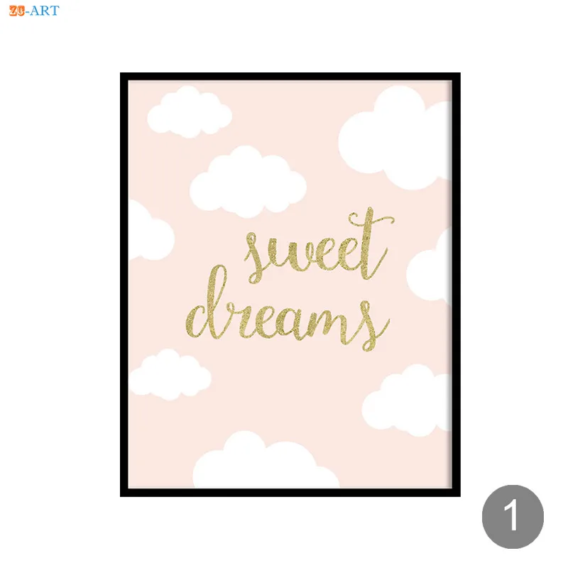 A541-1 Pink Love Gold Foil Canvas Art Poster and Print Painting Nursery Wall Art Kids Room Decor Baby Girl Room Home Decoration - Color: A541-1