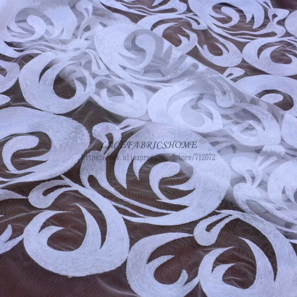 Женское платье из полиэстера с блестками на сетчатой вышивке 1 ярд|sequin fabric yard|white