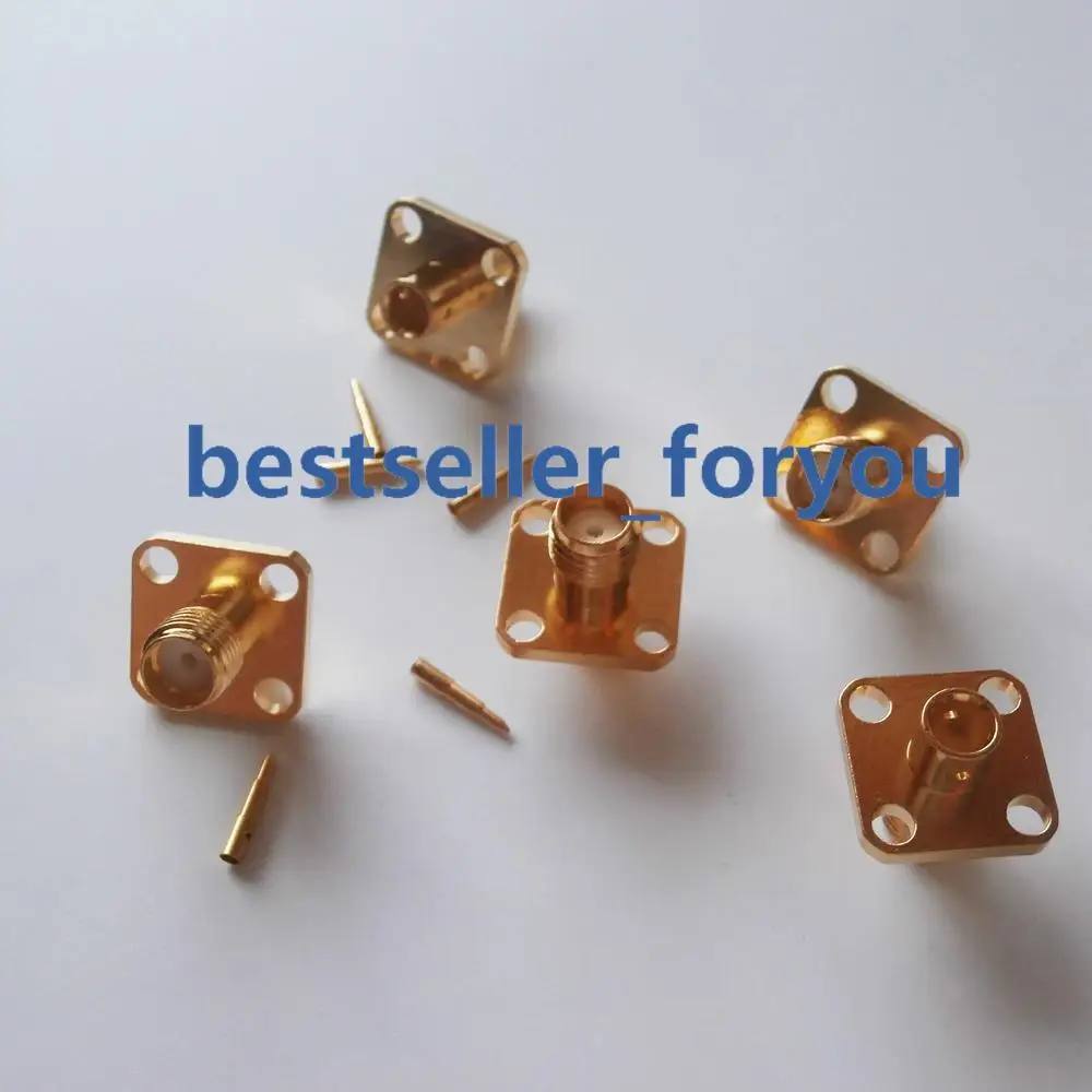 5x Connector RPSMA female plug 4-holes flange solder RG402 0.141&quot Semi-rigid | Обустройство дома