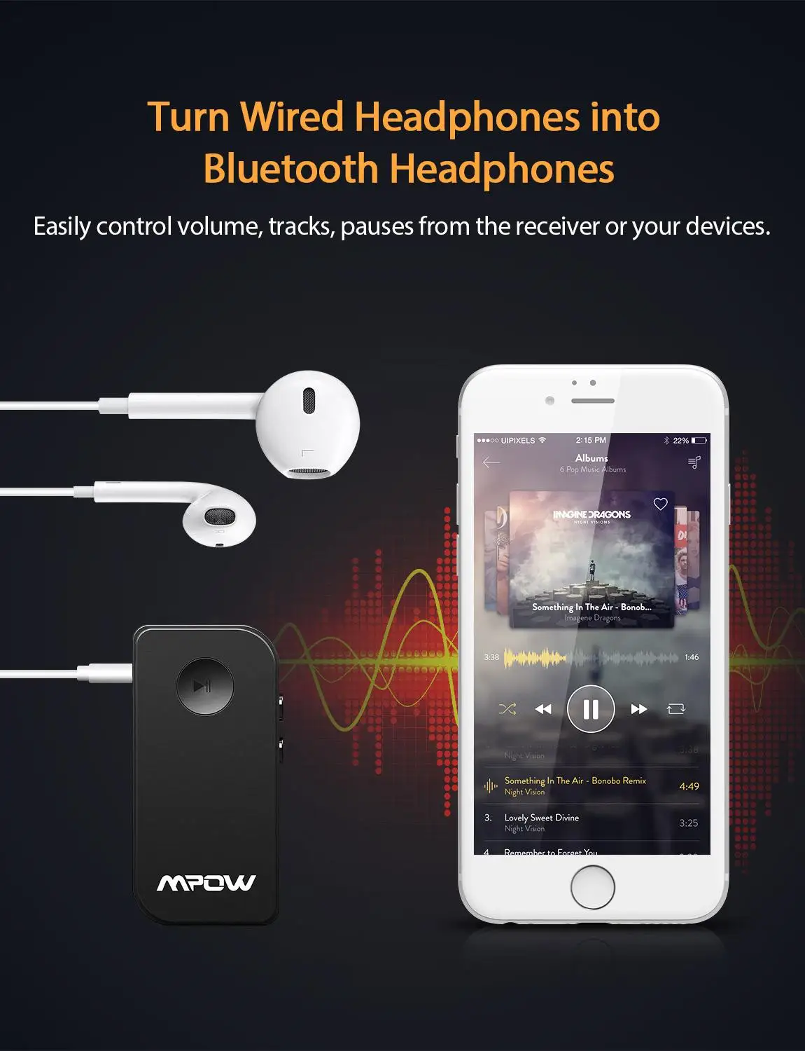 Mpow Модернизированный Bluetooth беспроводной 5 0 приемник аудио адаптер автомобильный