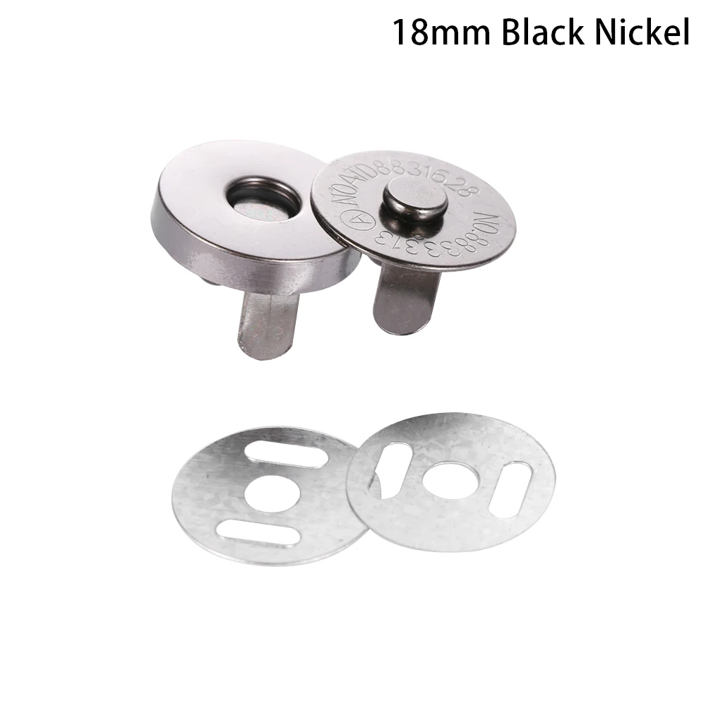 18mm Black Nickel 10 шт./компл. 14 мм 18 мм магнитные застежки сумка для ключей кошелек Сумки ремесла аксессуары для одежды - Цвет: 18mm Black Nickel