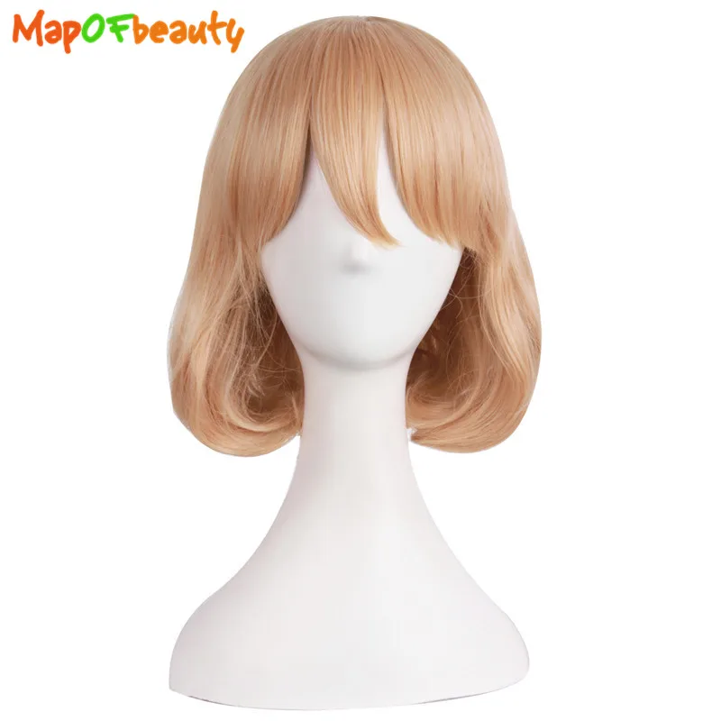 MapofBeauty Косплэй парик 16 &quotКороткие вьющиеся оранжевый желтый парики Для женщин