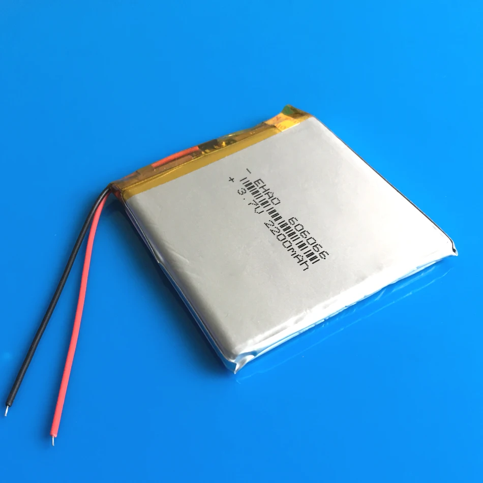 Batería recargable de polímero de litio para GPS, DVD, tableta, PC, PAD, PDA, portátil, cámara, teclado, 606066, 3,7 V, 2200mAh